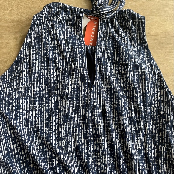 GILLI Navy Blue Geometric Pattern maxi dress Side Slit Plus SZ 2X NWT - Picture 7 of 7